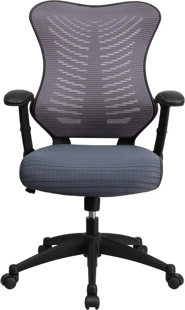 Alt view image 3 of 20 - High Back Designer Gray Mesh Executive Swivel Ergonomic Office Chair with Adjustable Arms