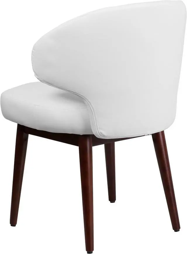 Alt view image 4 of 20 - Comfort Back Series White LeatherSoft Side Reception Chair with Walnut Legs