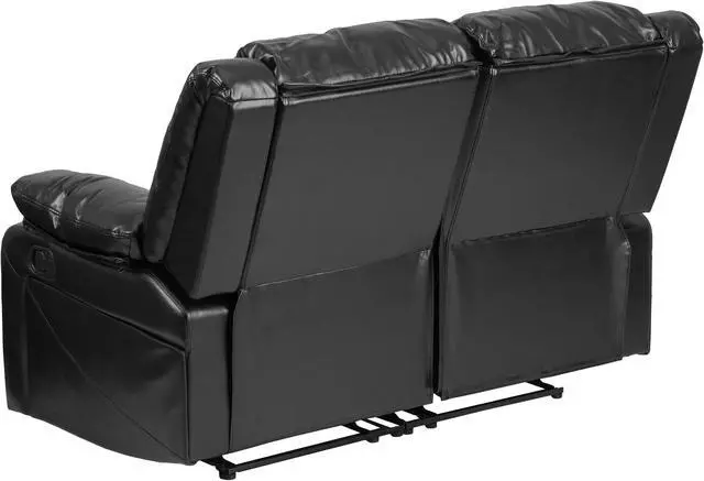 Alt view image 3 of 16 - Harmony Series Black LeatherSoft Loveseat with Two Built-In Recliners