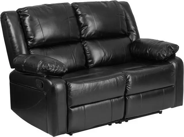 Main image of Harmony Series Black LeatherSoft Loveseat with Two Built-In Recliners