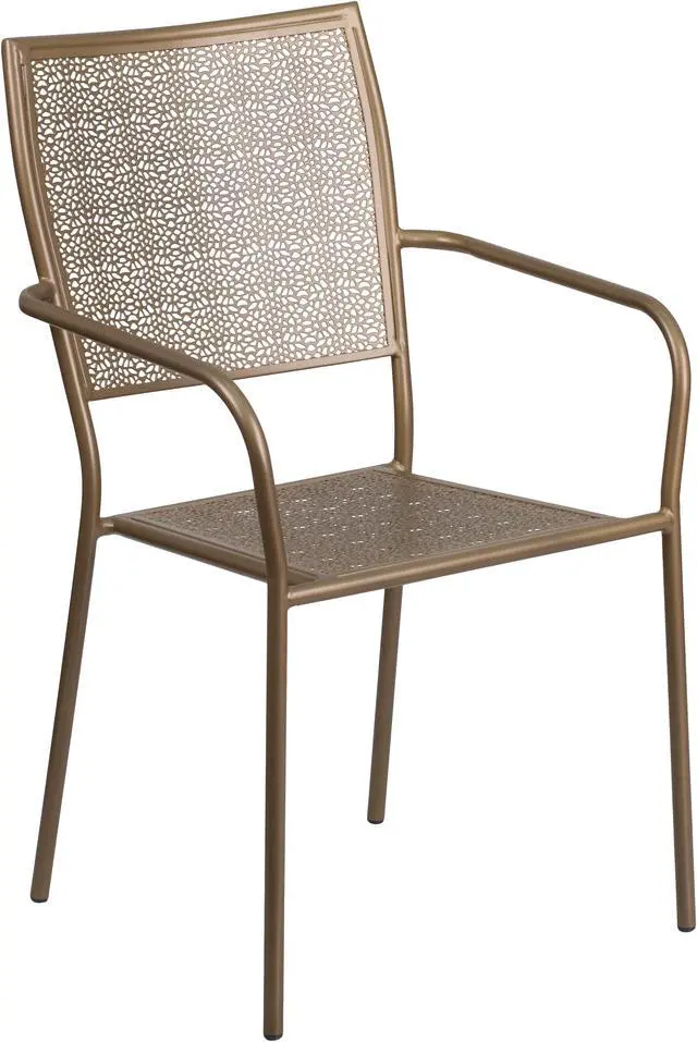 Main image of Flash Furniture Gold Indoor-Outdoor Steel Patio Arm Chair with Square Back [CO-2-GD-GG] CO2GD