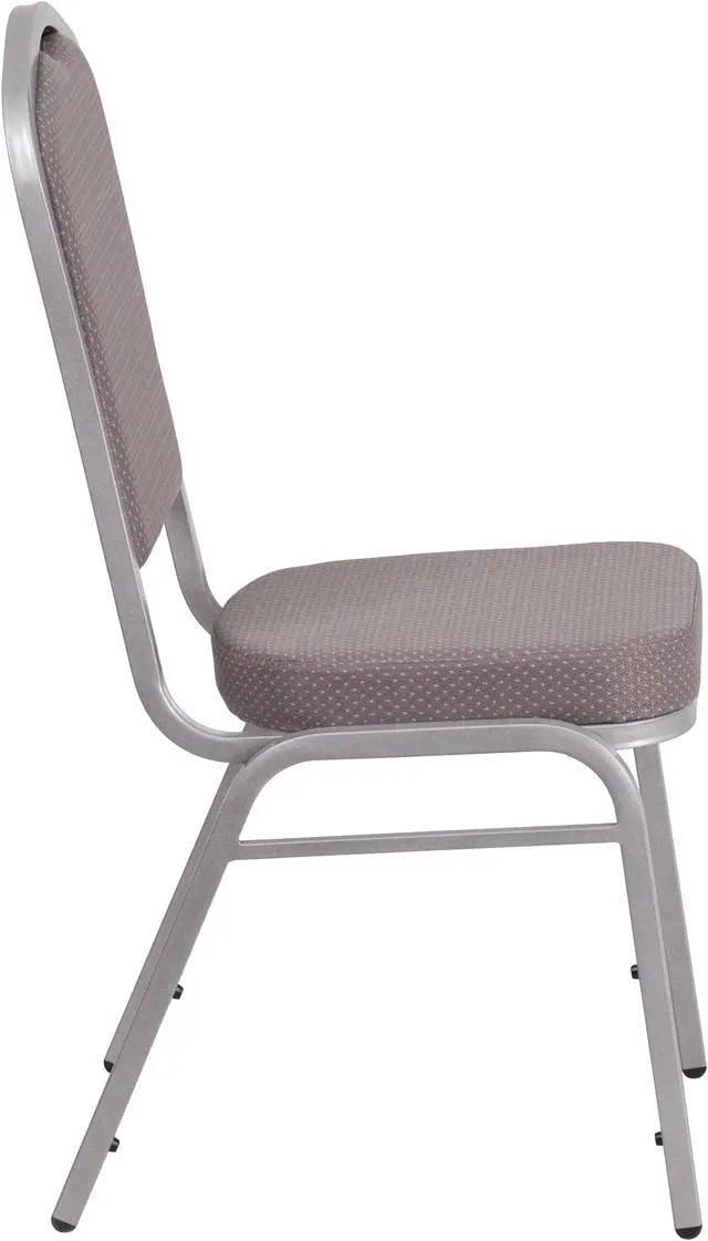 Alt view image 2 of 20 - HERCULES Series Crown Back Stacking Banquet Chair in Gray Dot Fabric - Silver Frame