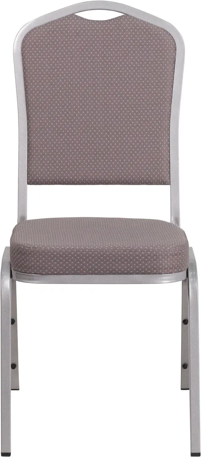 Alt view image 3 of 20 - HERCULES Series Crown Back Stacking Banquet Chair in Gray Dot Fabric - Silver Frame