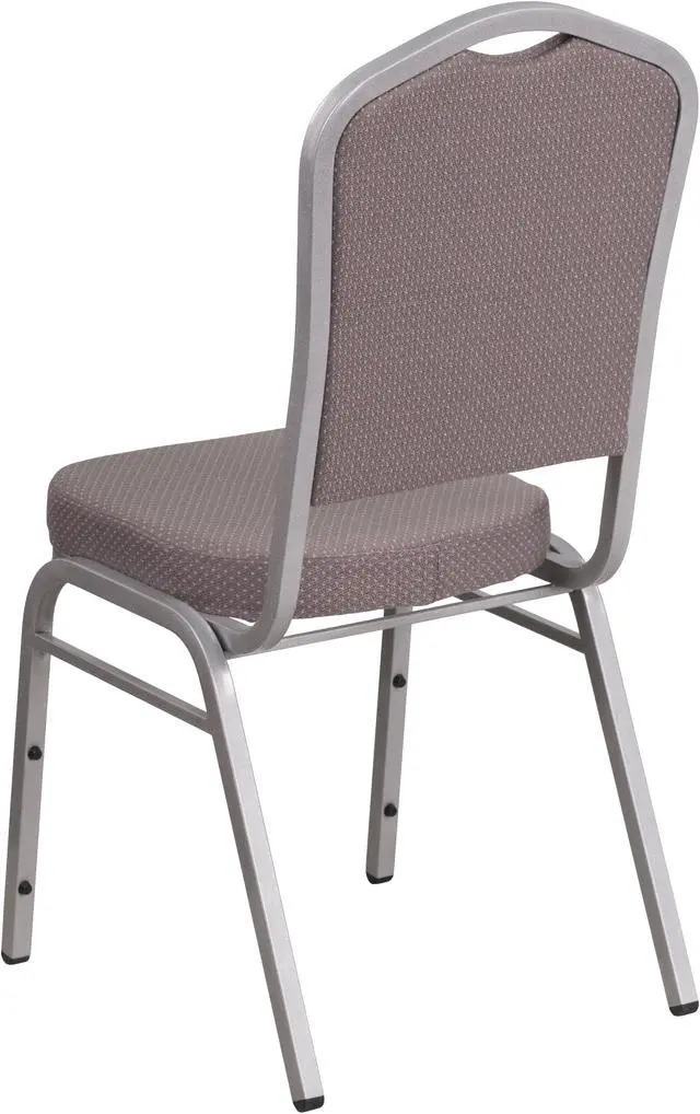 Alt view image 4 of 20 - HERCULES Series Crown Back Stacking Banquet Chair in Gray Dot Fabric - Silver Frame
