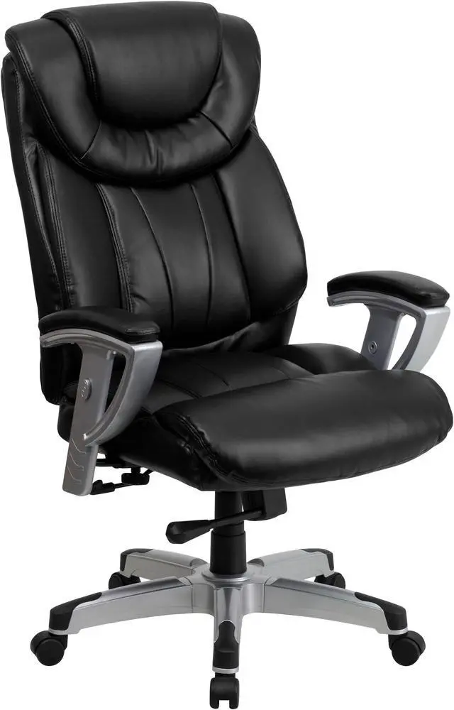 Main image of HERCULES Series Big & Tall 400 lb. Rated Black LeatherSoft Executive Ergonomic Office Chair with Silver Adjustable Arms
