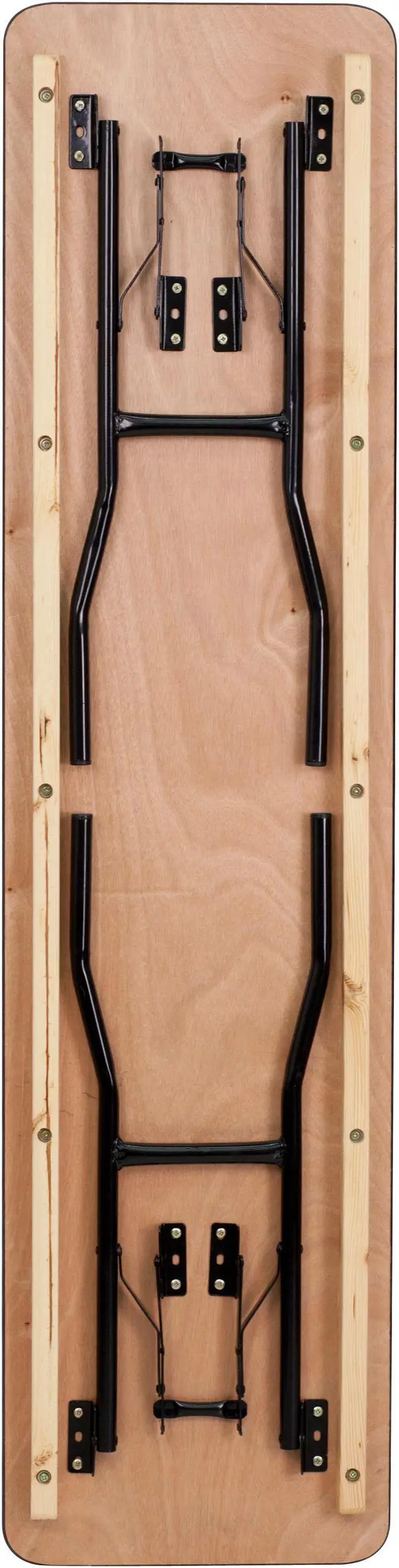 Alt view image 3 of 12 - 18'' x 72'' Rectangular Wood Folding Training / Seminar Table with Smooth Clear Coated Finished Top