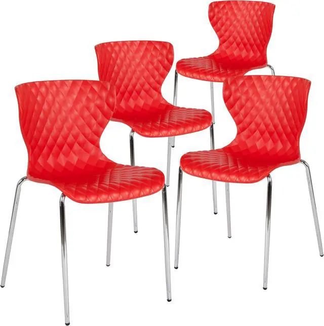 Main image of 4 Pk. Lowell Contemporary Design Red Plastic Stack Chair