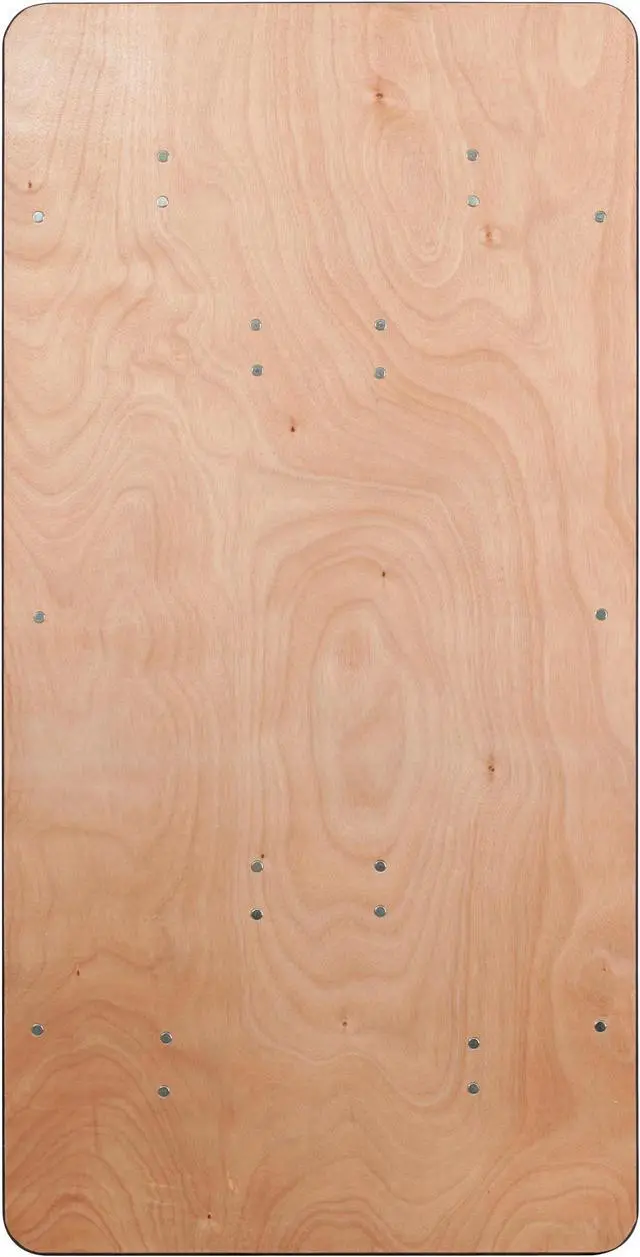 Alt view image 3 of 15 - 30'' x 60'' Rectangular Wood Folding Banquet Table with Clear Coated Finished Top