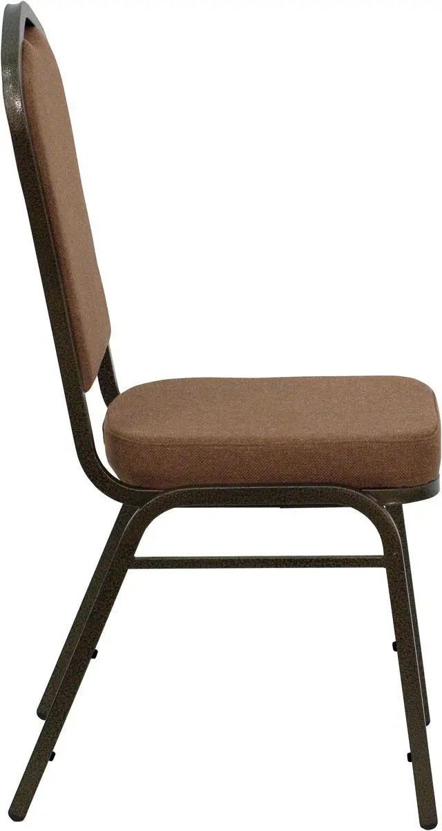 Alt view image 3 of 20 - HERCULES Series Crown Back Stacking Banquet Chair in Coffee Fabric - Gold Vein Frame