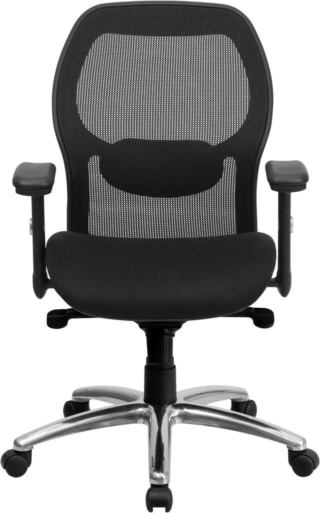 Alt view image 4 of 20 - Mid-Back Black Super Mesh Executive Swivel Chair with Knee Tilt Control and Adjustable Arms