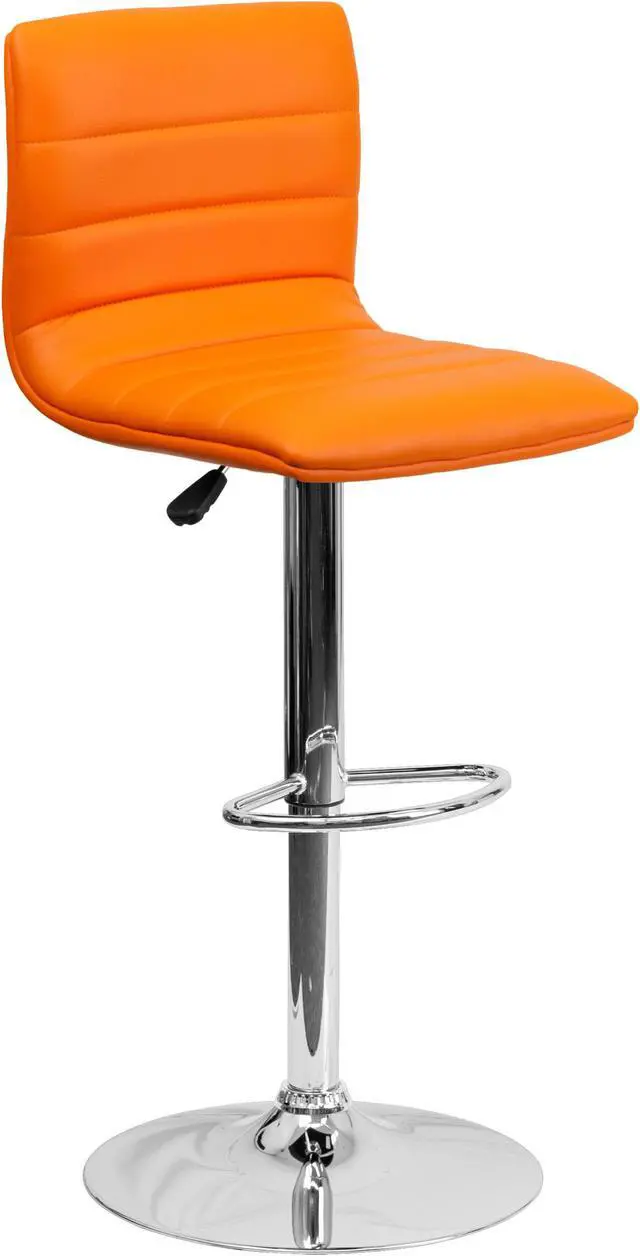 Main image of Flash Furniture CH-92023-1-ORG-GG Contemporary Orange Vinyl Adjustable Height Bar Stool with Chrome Base