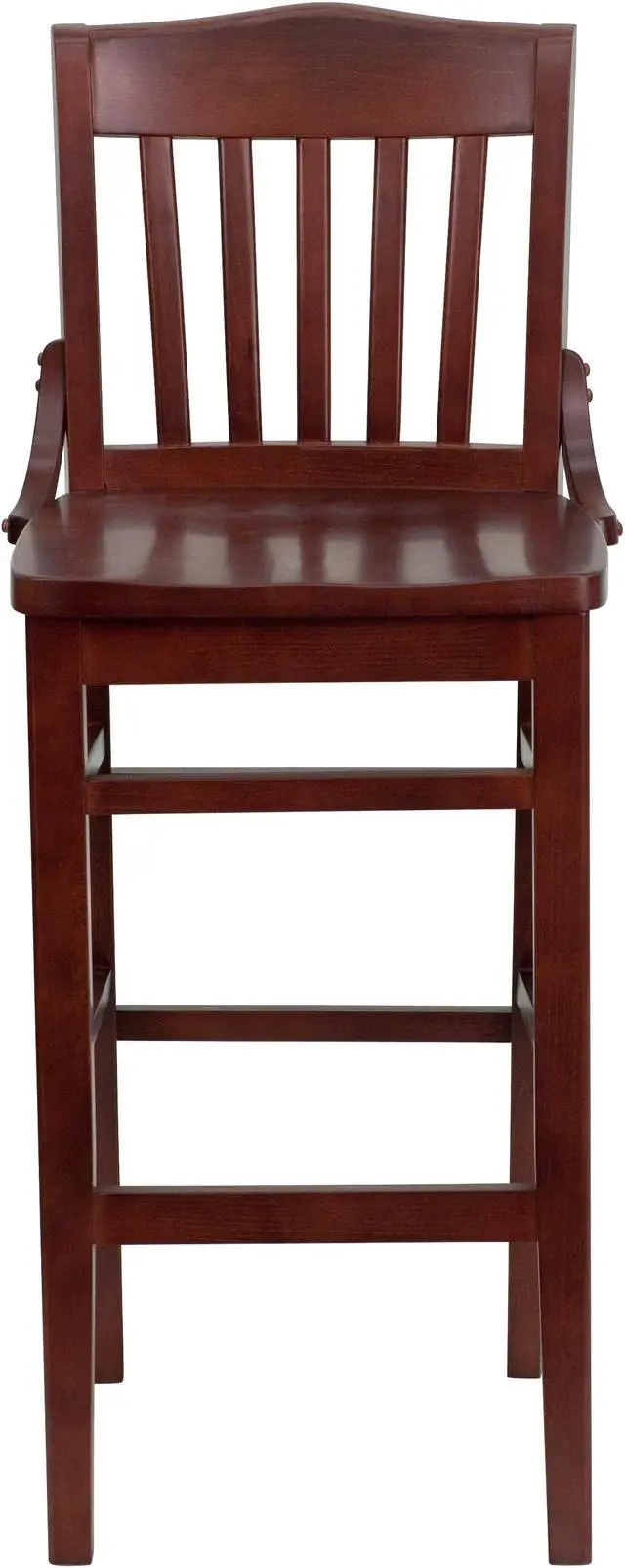 Alt view image 5 of 20 - HERCULES Series School House Back Mahogany Wood Restaurant Barstool