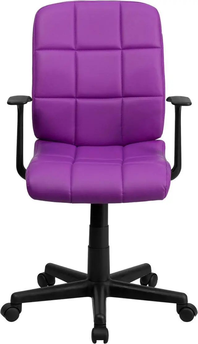 Main image of Mid-Back Purple Quilted Vinyl Swivel Task Office Chair with Arms