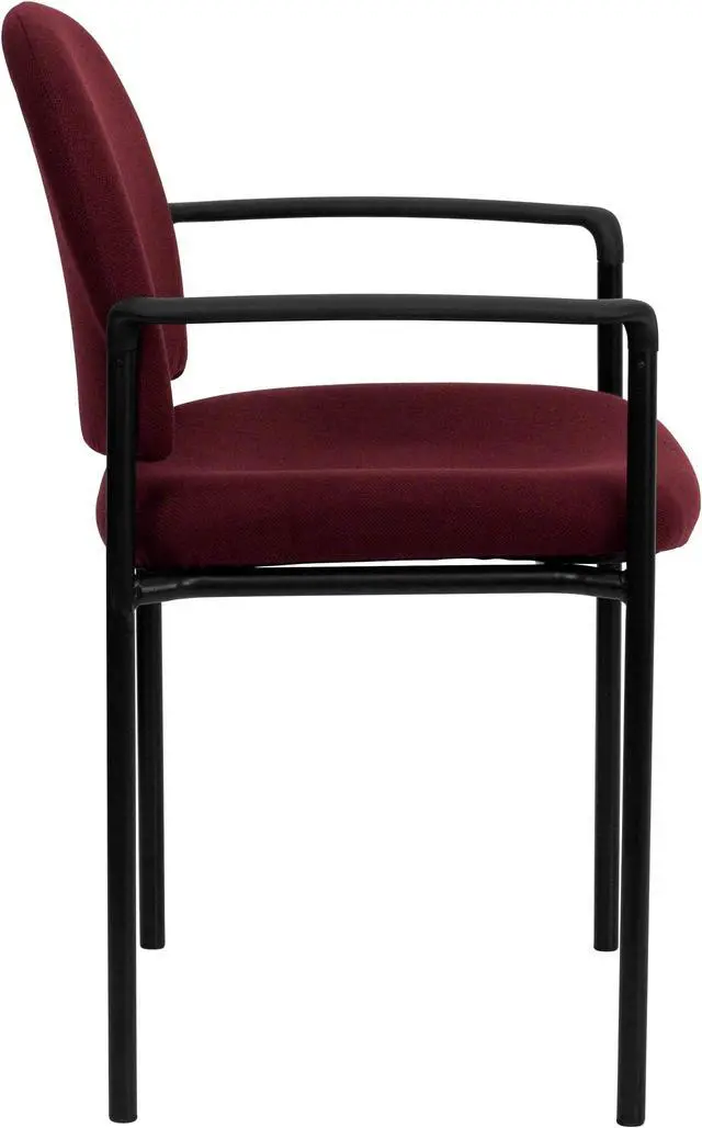 Alt view image 2 of 20 - Comfort Burgundy Fabric Stackable Steel Side Reception Chair with Arms