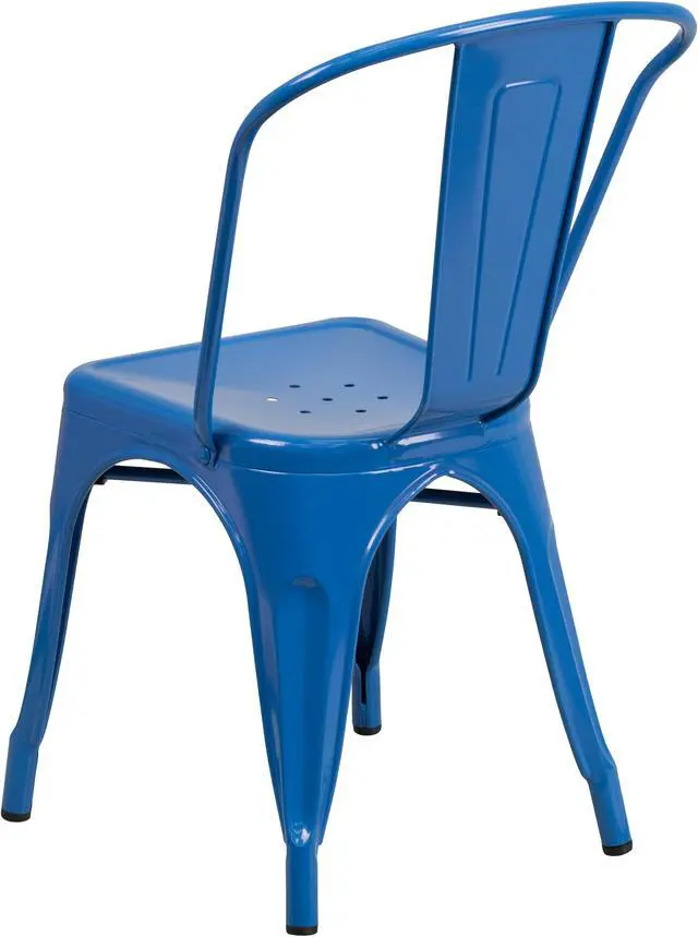 Alt view image 3 of 20 - Flash Furniture Metal Indoor/Outdoor Stackable Chair, Blue