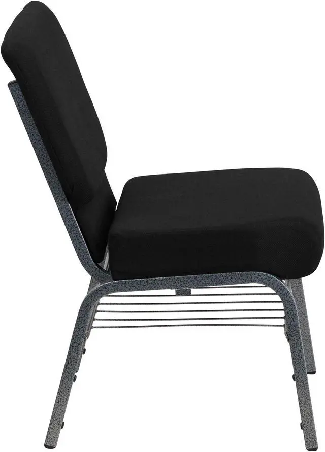 Alt view image 2 of 20 - Flash Furniture Hercules Series Fabric Church Chair, 21", Black/Silvervein