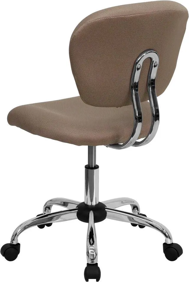Alt view image 3 of 20 - Mid-Back Coffee Brown Mesh Padded Swivel Task Chair with Chrome Base