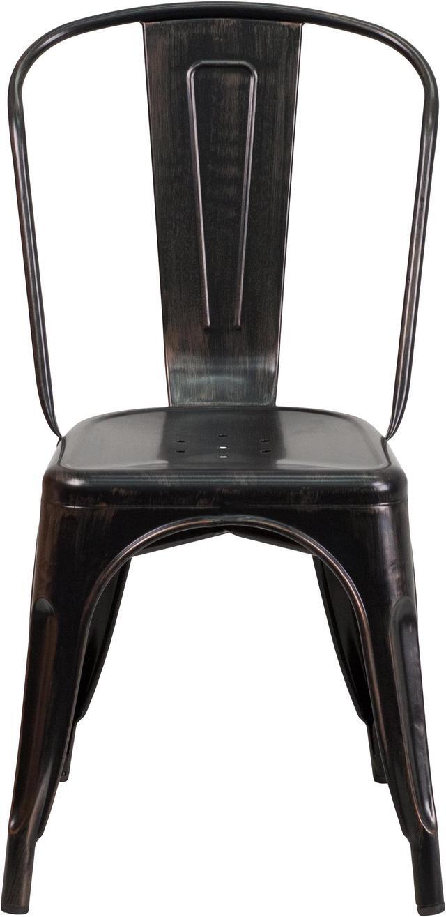 Alt view image 4 of 20 - Commercial Grade Black-Antique Gold Metal Indoor-Outdoor Stackable Chair