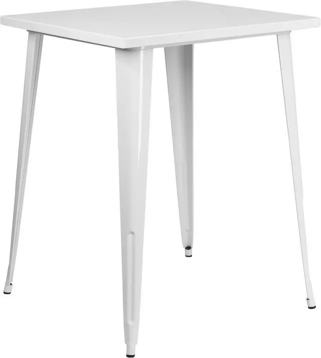 Main image of Commercial Grade 31.5" Square White Metal Indoor-Outdoor Bar Height Table
