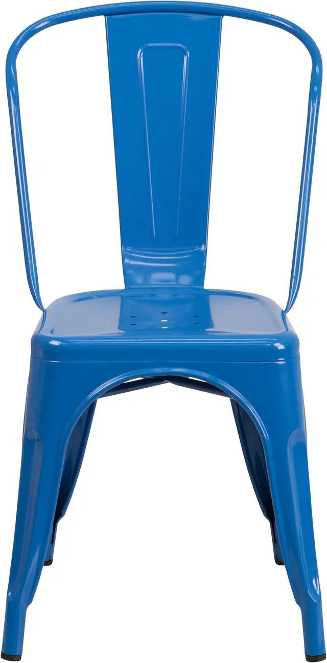 Alt view image 4 of 20 - Flash Furniture Metal Indoor/Outdoor Stackable Chair, Blue