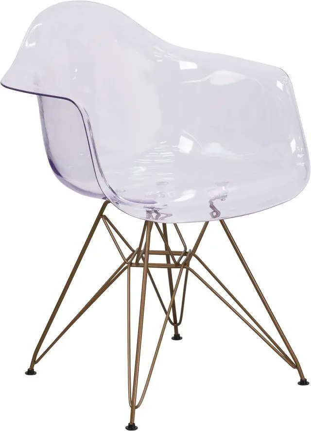 Main image of Alonza Series Transparent Side Chair with Gold Base