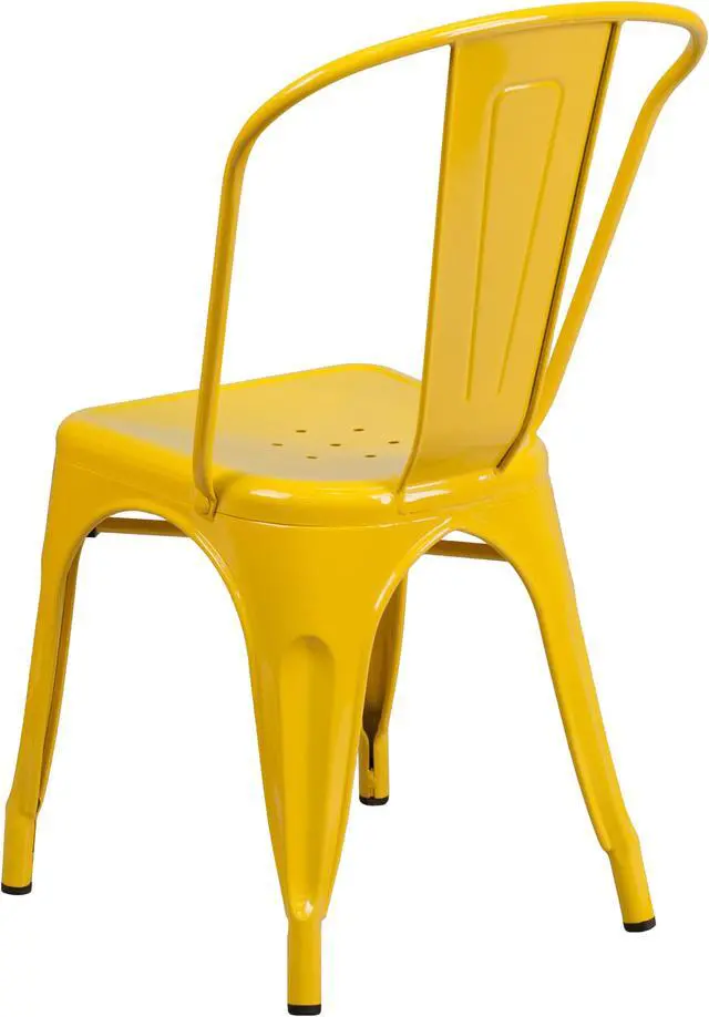 Alt view image 3 of 18 - Yellow Metal Indoor-Outdoor Stackable Chair