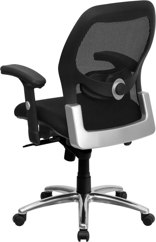 Alt view image 3 of 20 - Mid-Back Black Super Mesh Executive Swivel Chair with Knee Tilt Control and Adjustable Arms