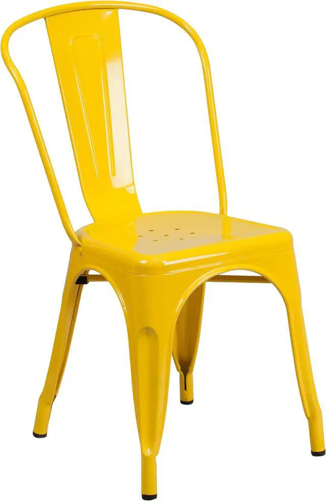 Main image of Yellow Metal Indoor-Outdoor Stackable Chair