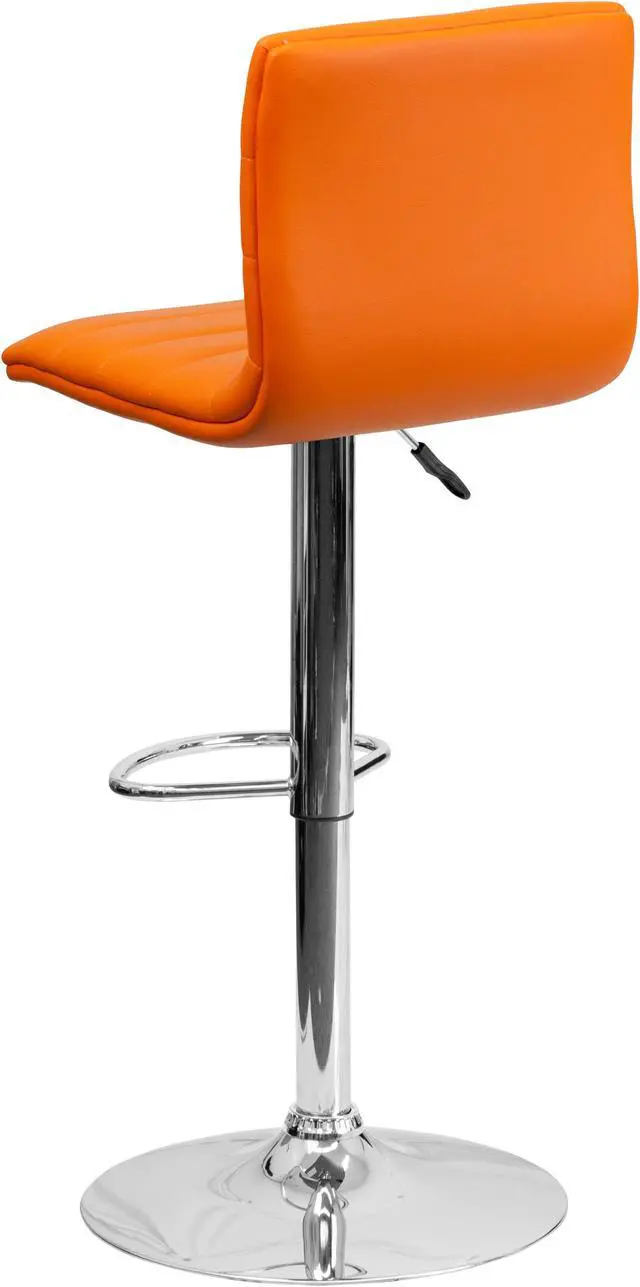 Alt view image 2 of 14 - Flash Furniture CH-92023-1-ORG-GG Contemporary Orange Vinyl Adjustable Height Bar Stool with Chrome Base