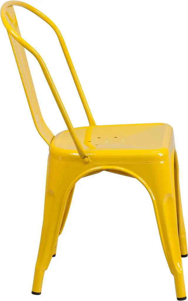 Alt view image 2 of 18 - Yellow Metal Indoor-Outdoor Stackable Chair