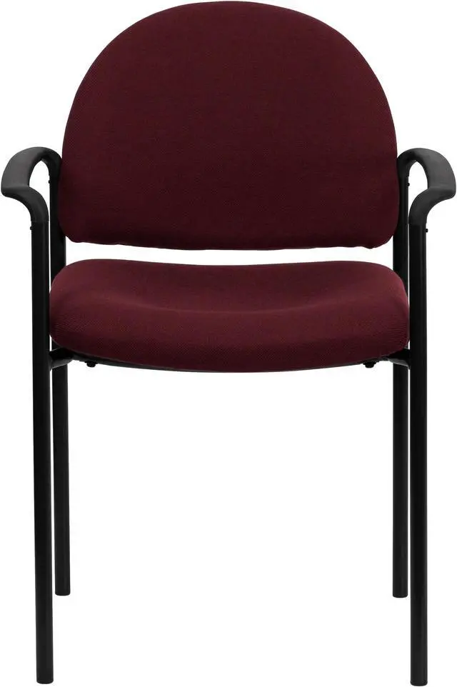 Alt view image 4 of 20 - Comfort Burgundy Fabric Stackable Steel Side Reception Chair with Arms
