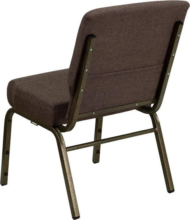 Alt view image 3 of 20 - Flash Furniture FD-CH0221-4-GV-S0819-GG Hercules Series 21-Inch Extra Wide Brown Stacking Church Chair with 4-Inch Thick Seat/Gold Vein Frame