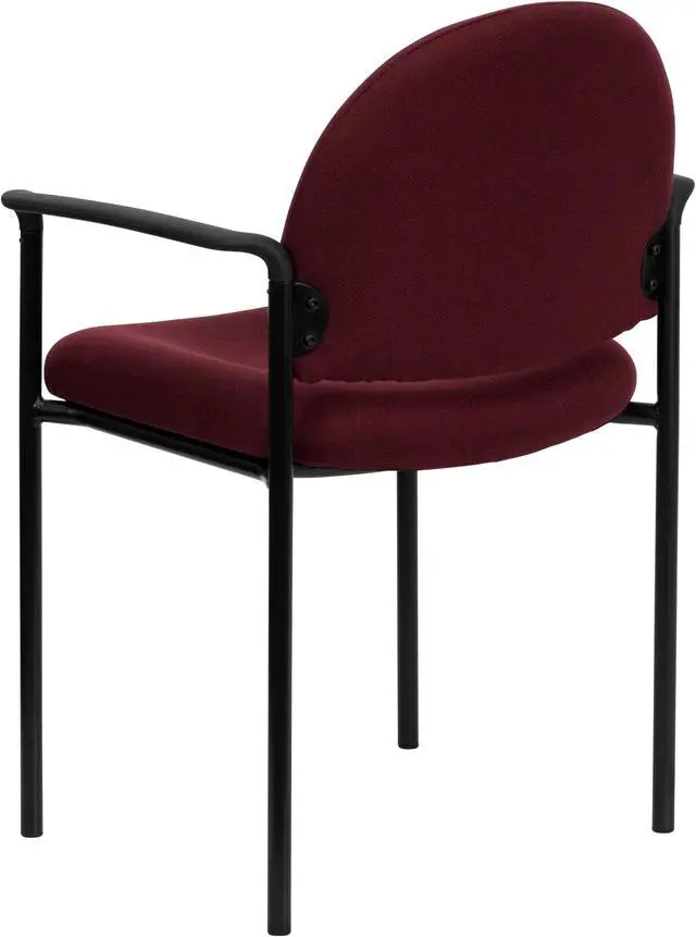 Alt view image 3 of 20 - Comfort Burgundy Fabric Stackable Steel Side Reception Chair with Arms