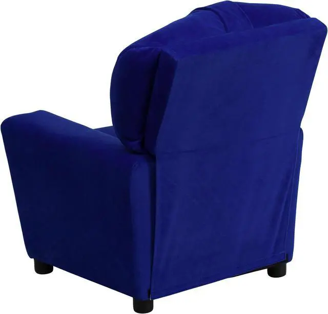 Alt view image 3 of 20 - Contemporary Blue Microfiber Kids Recliner with Cup Holder