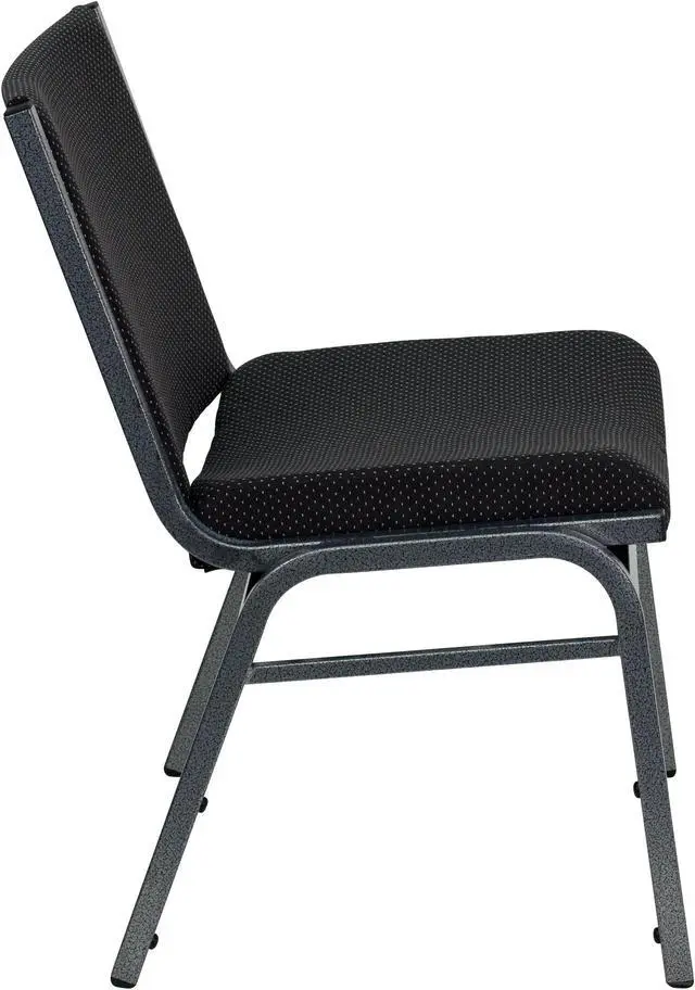 Alt view image 2 of 20 - Flash Furniture XU-60555-BK-GG Hercules Series 1000-Pound Big/Tall Extra Wide Black Fabric Stack Chair, Silver Vein