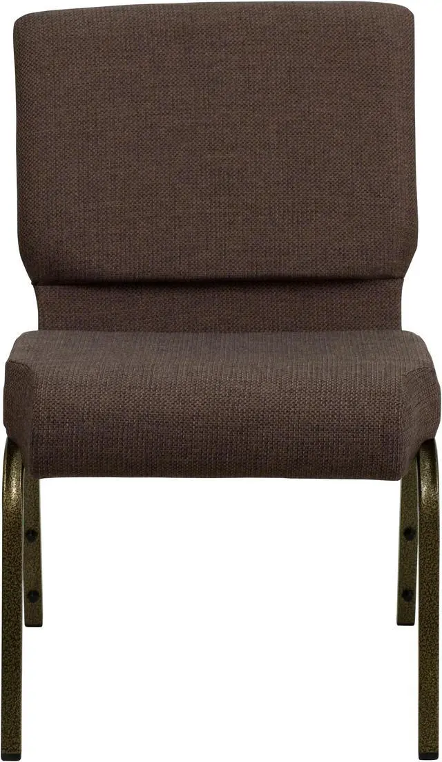 Alt view image 4 of 20 - Flash Furniture FD-CH0221-4-GV-S0819-GG Hercules Series 21-Inch Extra Wide Brown Stacking Church Chair with 4-Inch Thick Seat/Gold Vein Frame