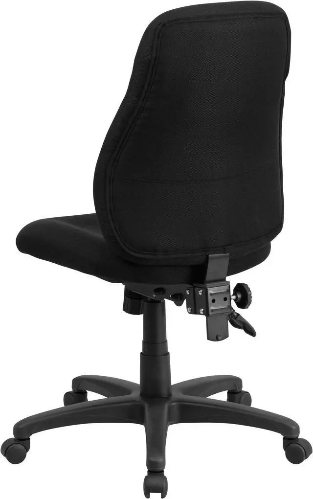 Alt view image 2 of 20 - Mid-Back Black Fabric Multifunction Ergonomic Swivel Task Chair