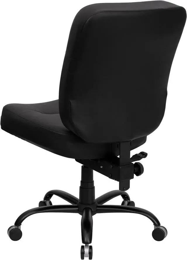 Alt view image 3 of 20 - HERCULES Series Big & Tall 400 lb. Rated Black Leather Executive Swivel Chair with Rectangular Back