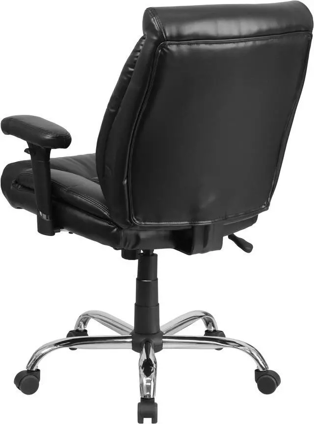 Alt view image 2 of 20 - HERCULES Series Big & Tall 400 lb. Rated Black LeatherSoft Deep Tufted Ergonomic Task Office Chair with Adjustable Arms
