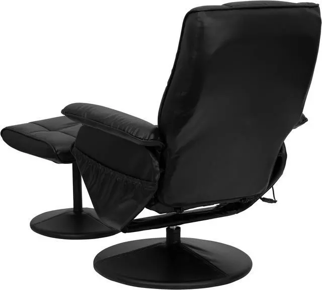 Alt view image 4 of 20 - Massaging Adjustable Recliner and Ottoman with Wrapped Base in Black LeatherSoft