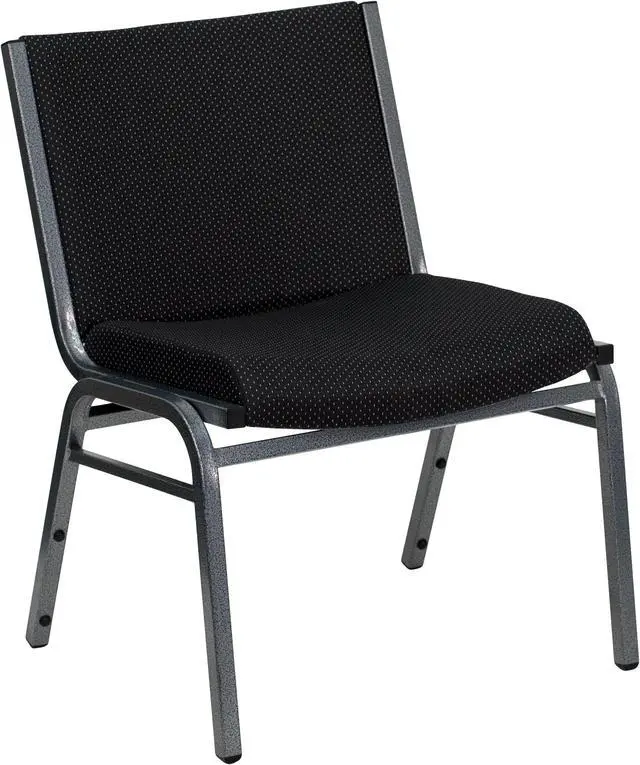 Main image of Flash Furniture XU-60555-BK-GG Hercules Series 1000-Pound Big/Tall Extra Wide Black Fabric Stack Chair, Silver Vein