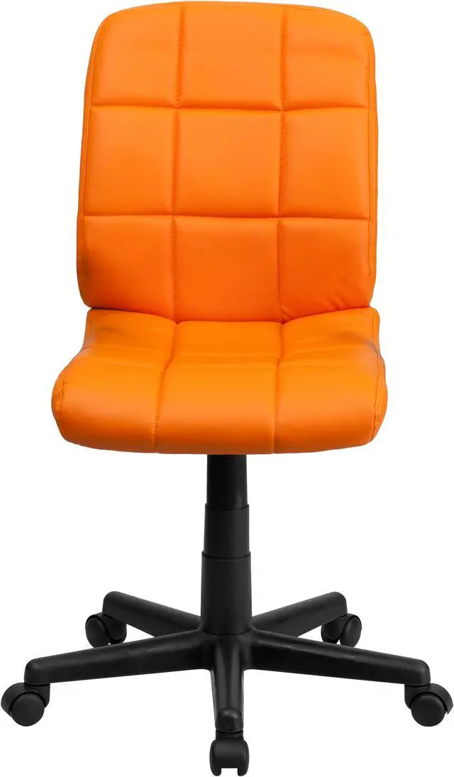 Alt view image 2 of 20 - Mid-Back Orange Quilted Vinyl Swivel Task Chair