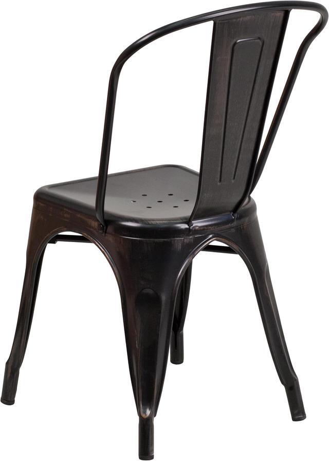Alt view image 3 of 20 - Commercial Grade Black-Antique Gold Metal Indoor-Outdoor Stackable Chair