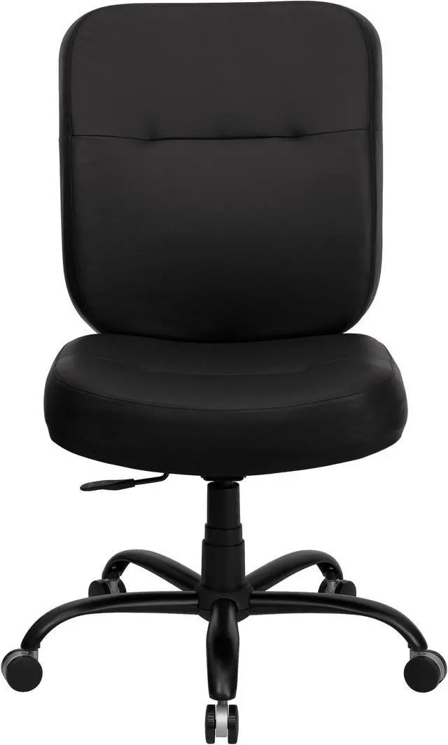 Alt view image 4 of 20 - HERCULES Series Big & Tall 400 lb. Rated Black Leather Executive Swivel Chair with Rectangular Back