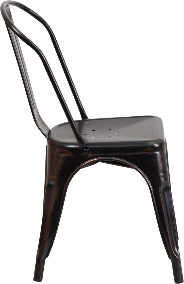 Alt view image 2 of 20 - Commercial Grade Black-Antique Gold Metal Indoor-Outdoor Stackable Chair