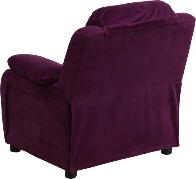 Alt view image 3 of 16 - Flash Furniture BT-7985-KID-MIC-PUR-GG Deluxe Heavily Padded Contemporary Purple Microfiber Kids Recliner with Storage Arms