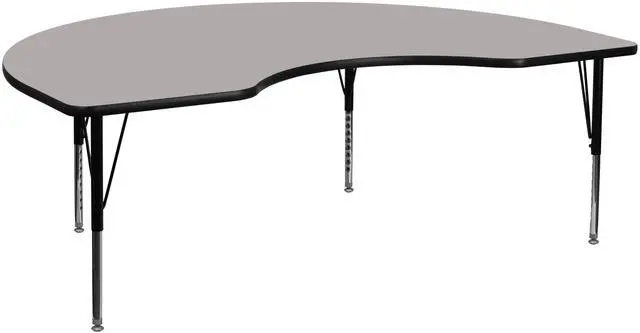 Main image of 48''W x 72''L Kidney Grey HP Laminate Activity Table - Height Adjustable Short Legs