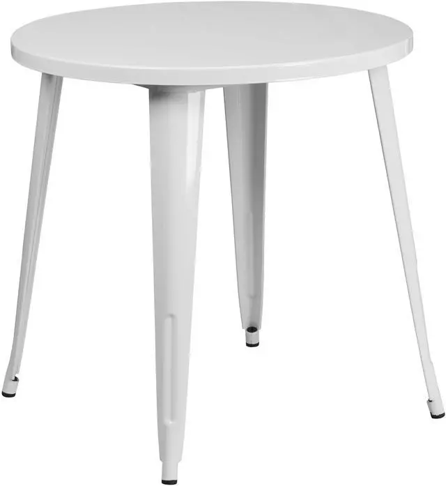 Main image of Commercial Grade 30" Round White Metal Indoor-Outdoor Table