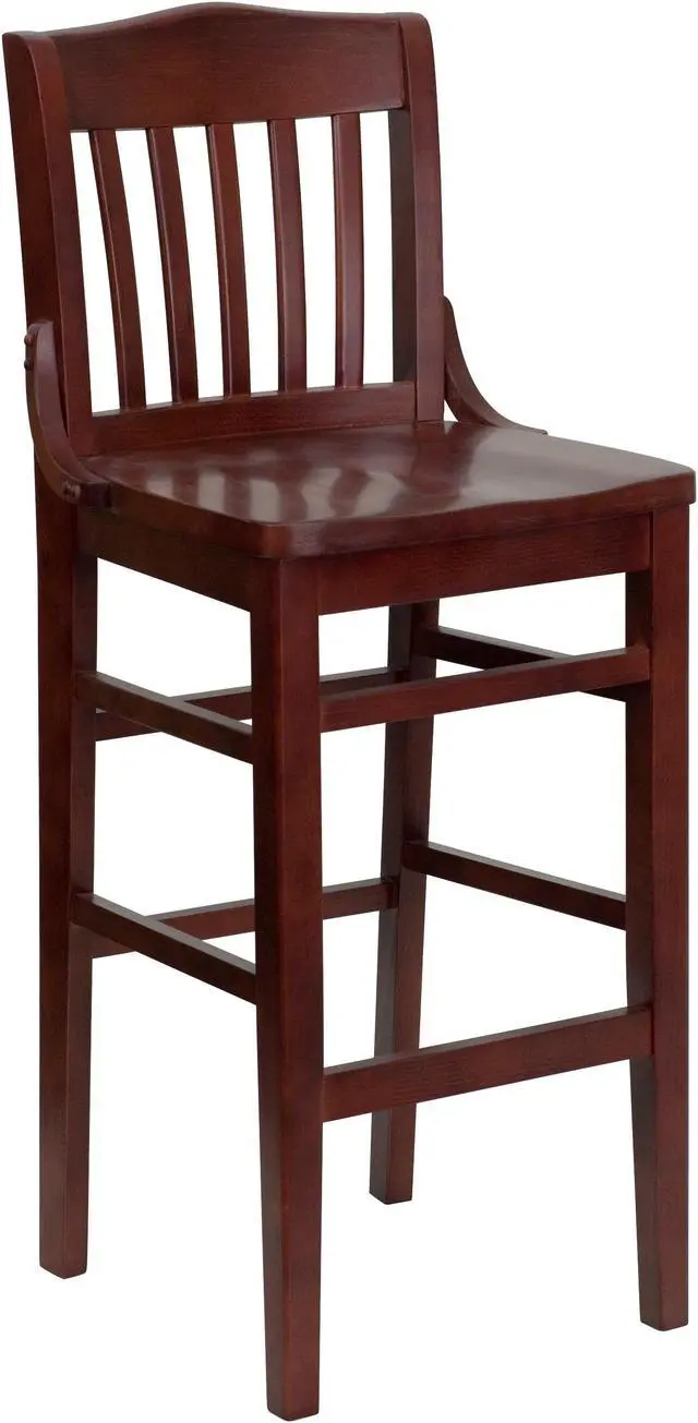 Main image of HERCULES Series School House Back Mahogany Wood Restaurant Barstool