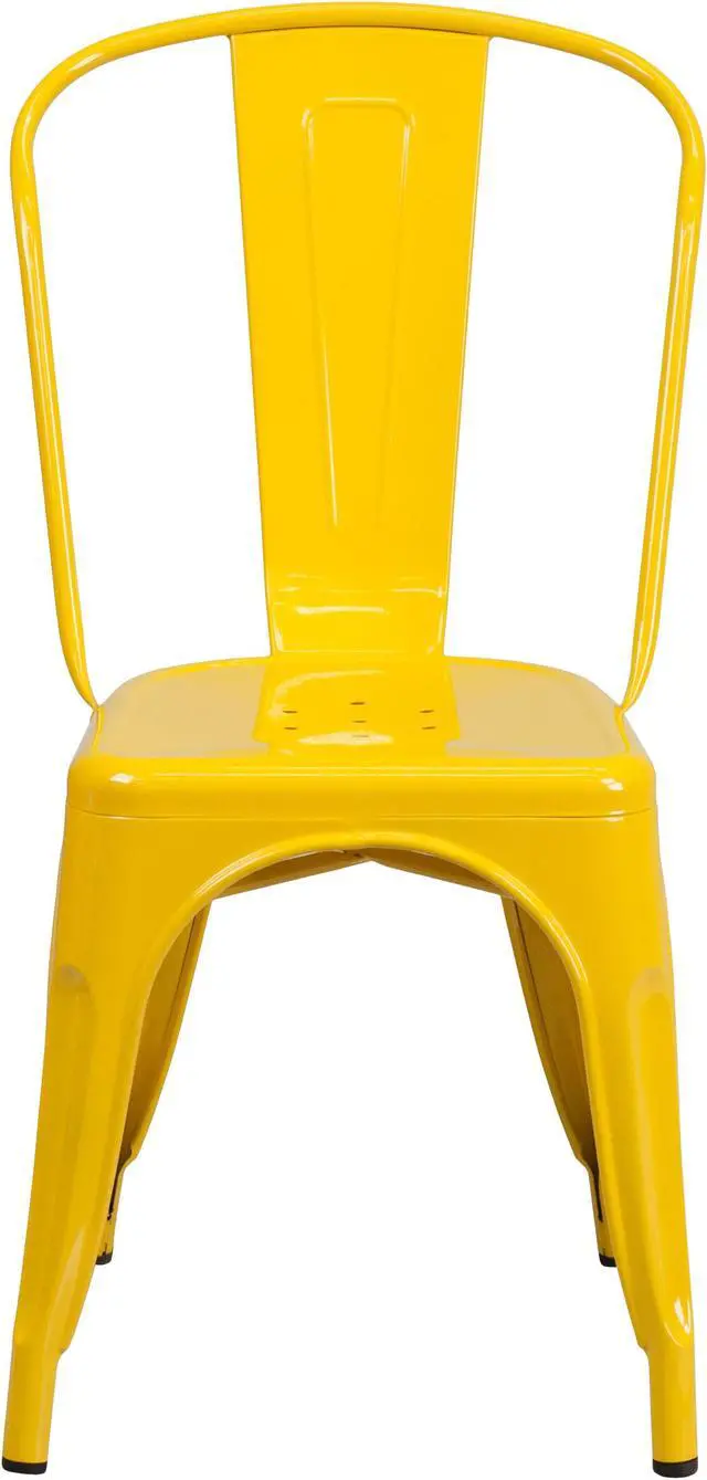 Alt view image 4 of 18 - Yellow Metal Indoor-Outdoor Stackable Chair